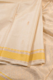 Cream Chhattisgarh Tussar Silk Saree 10059713