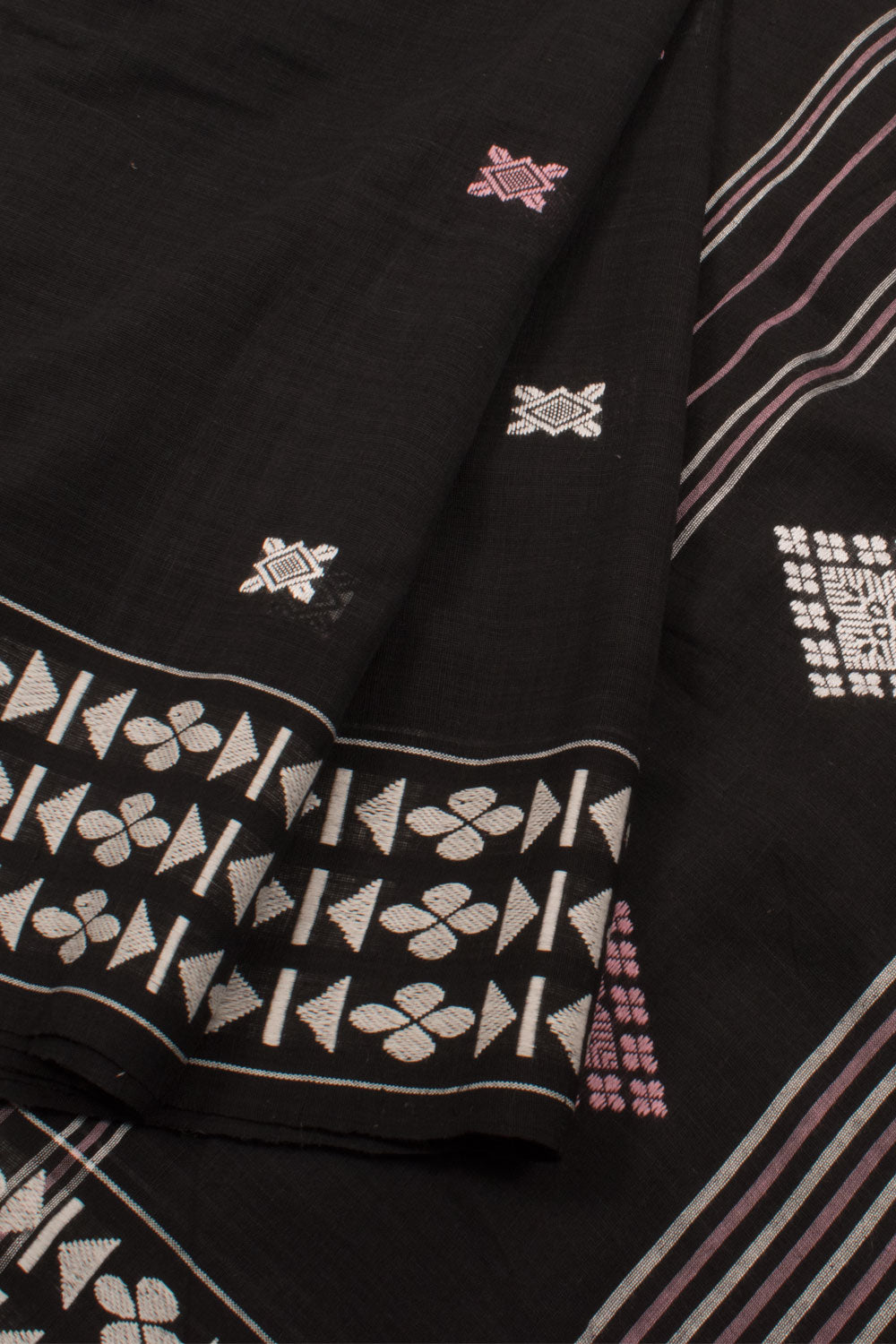 Black Bengal Cotton Saree 10059309