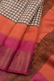 Hand Block Printed Tussar Silk Saree 10059323