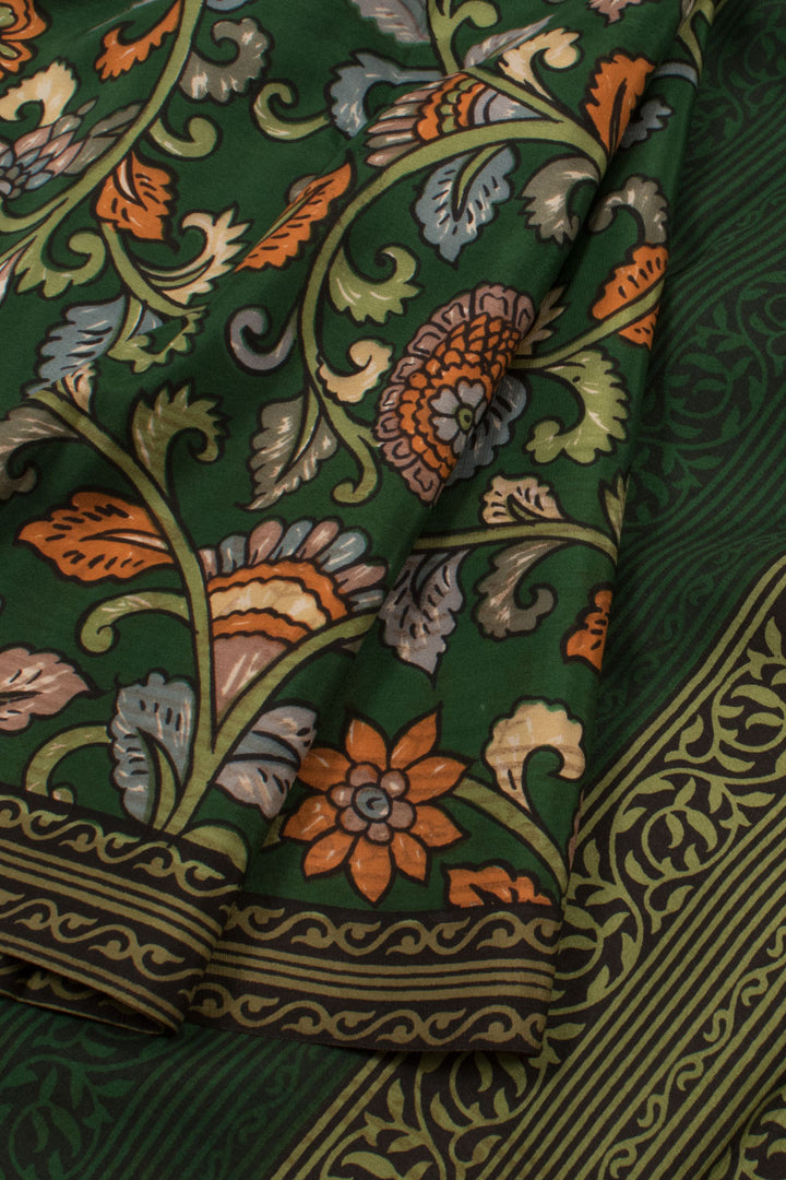 Forest Green Printed Mysore Crepe Silk Saree 10059444