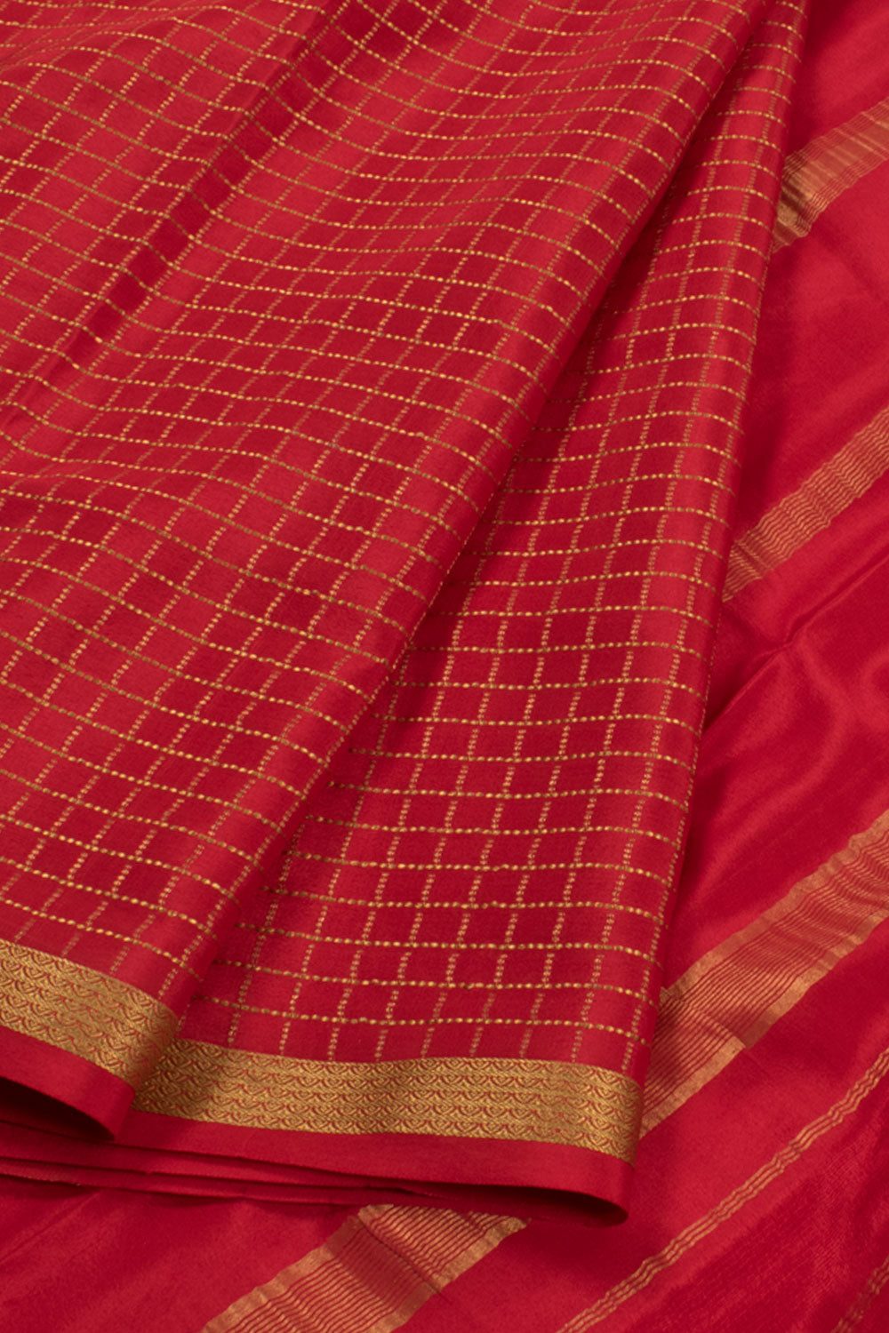 Ruby Red Mysore Crepe Silk Saree 10059446