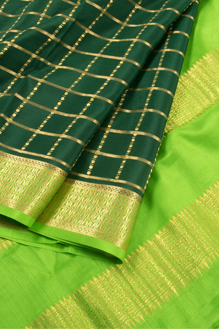 Cadmium Green Mysore Crepe Silk Saree 10060224