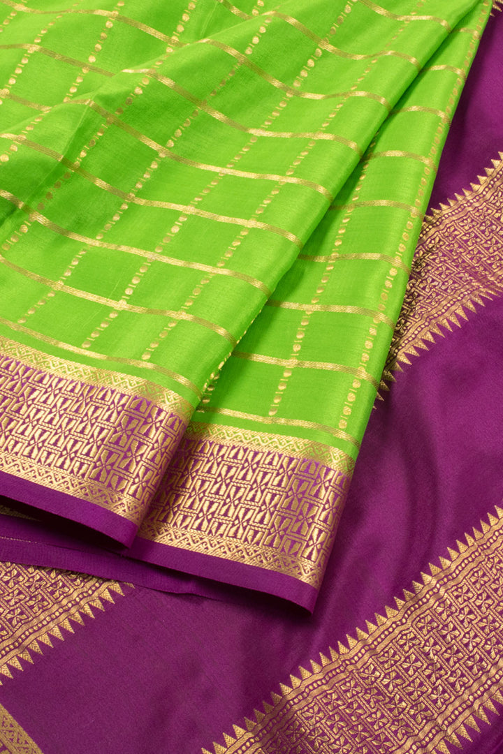 Neon Green Mysore Crepe Silk Saree 10060225