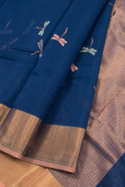 Ink Blue Handloom Chanderi Silk Cotton Saree 10059679