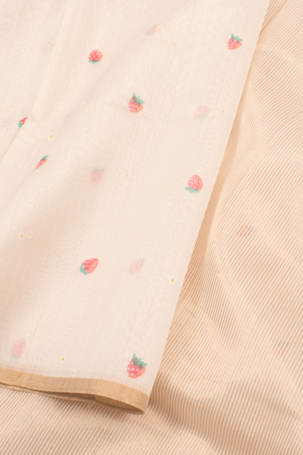 Pastel White Handloom Chanderi Silk Cotton Saree 10059691