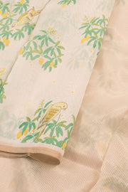 Cream Handloom Chanderi Silk Cotton Saree 10059693