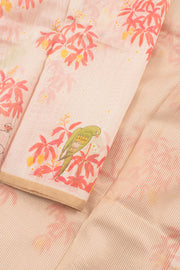 Pastel White Printed Chanderi Silk Cotton Saree 10059694