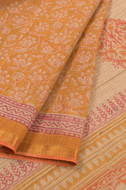 Hand Block Printed Khadi Cotton Saree 10059305