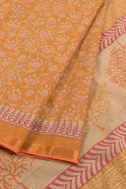 Hand Block Printed Khadi Cotton Saree 10059306
