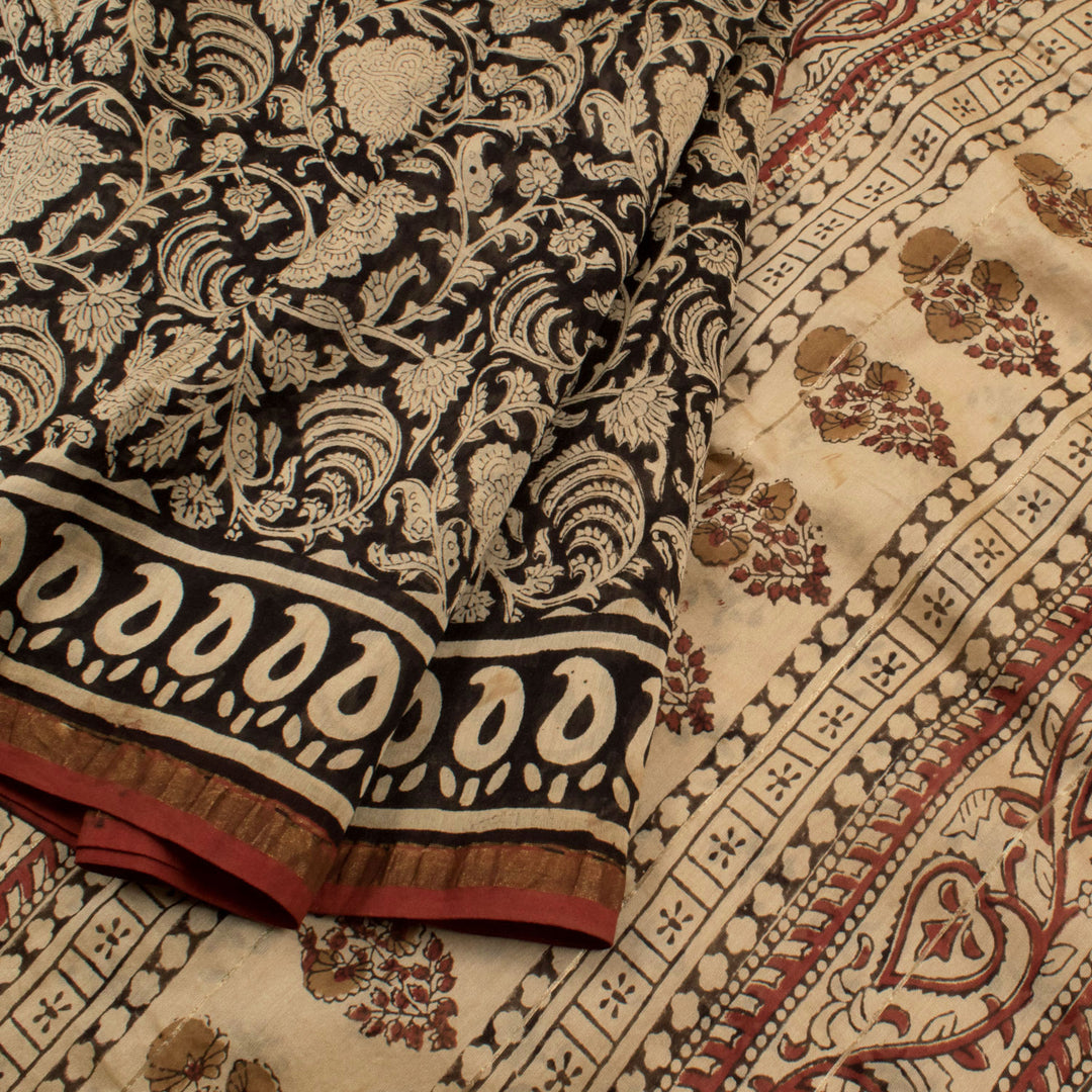 Hand Block Printed Chanderi Silk Cotton Saree 10055981 – Avishya.com