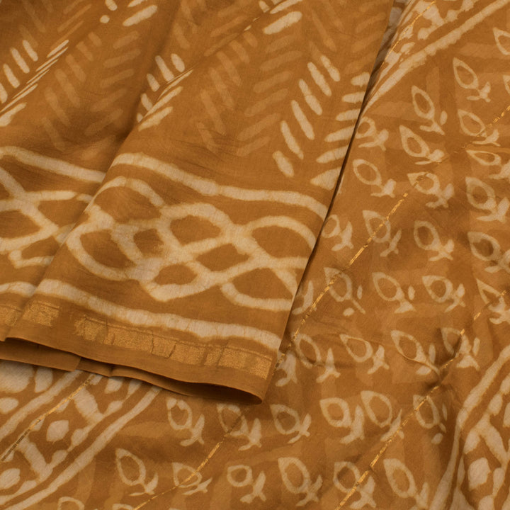 Dabu Printed Chanderi Silk Cotton Saree with Floral Design