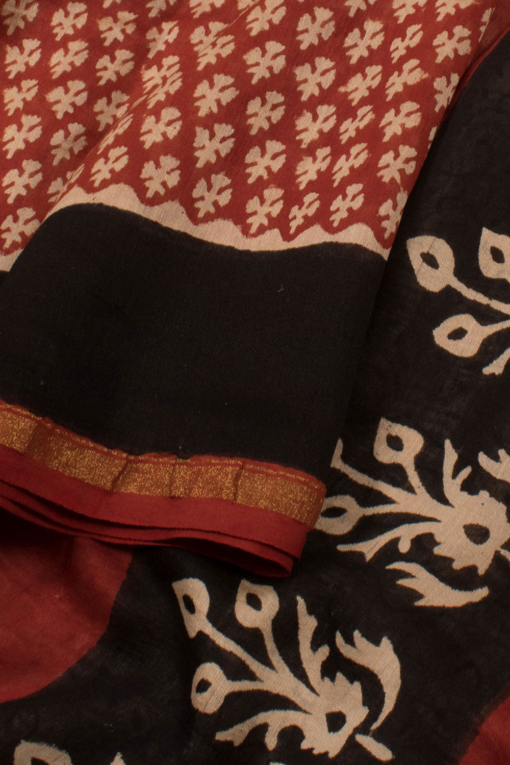 Hand Block Printed Chanderi Silk Cotton Saree 10058167