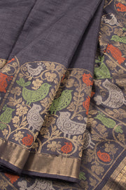 Grey Chhattisgarh Tussar Silk Saree 10056999