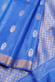Azure Blue Chhattisgarh Tussar Silk Saree 10059704