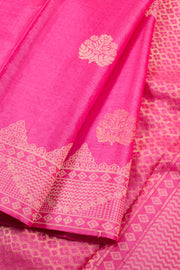 Rose Pink Chhattisgarh Tussar Silk Saree 10059712