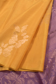 Butter Yellow Handloom Borderless Kanjivaram Soft Silk Saree 10059460