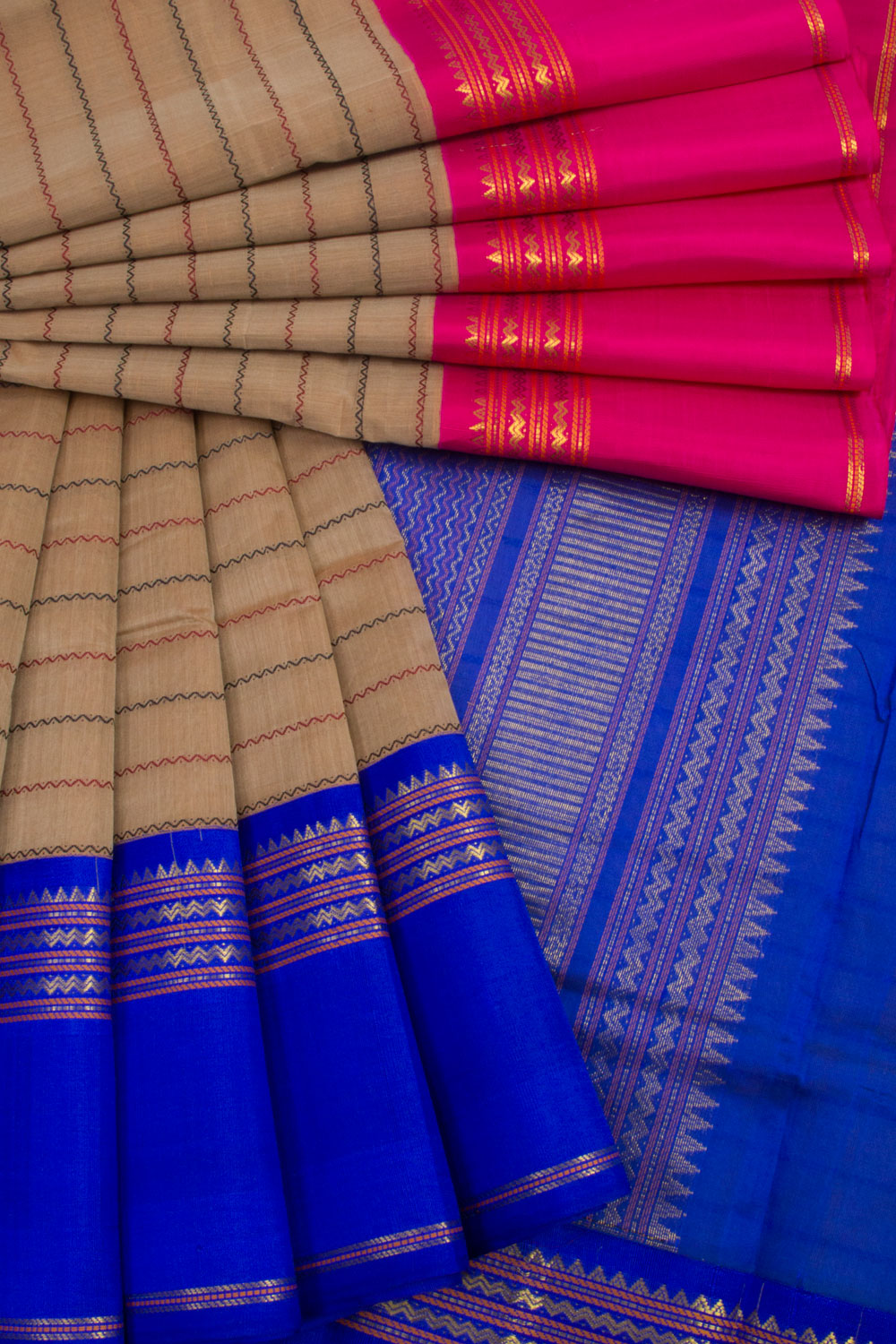 Brown Handloom Kanchi Silk Cotton Saree 10061795