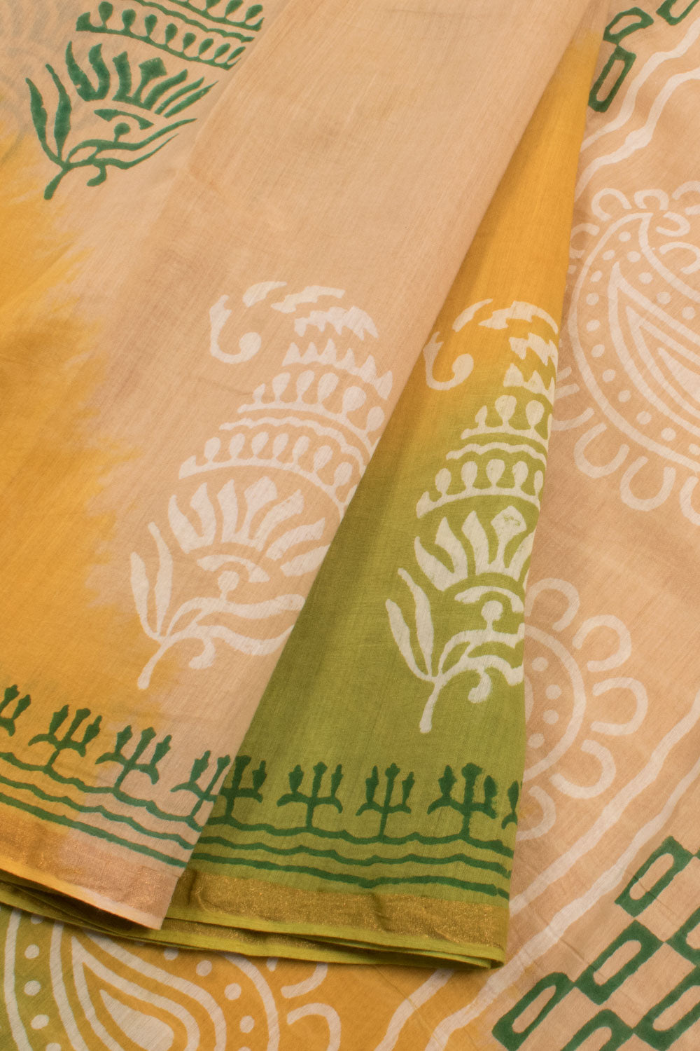 Hand Block Printed Chanderi Silk Cotton Saree 10058869