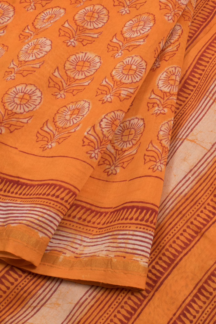 Hand Block Printed Chanderi Silk Cotton Saree 10058876