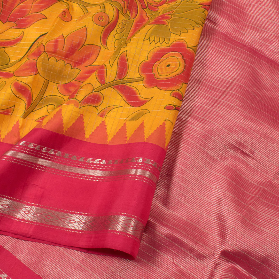 Handloom Printed Gadwal Silk Saree 10054609