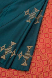 Dark Teal Pure Zari Kanjivaram Silk Saree 10058952