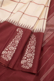 Cream Pure Zari Korvai Kanjivaram Silk Saree 10059025