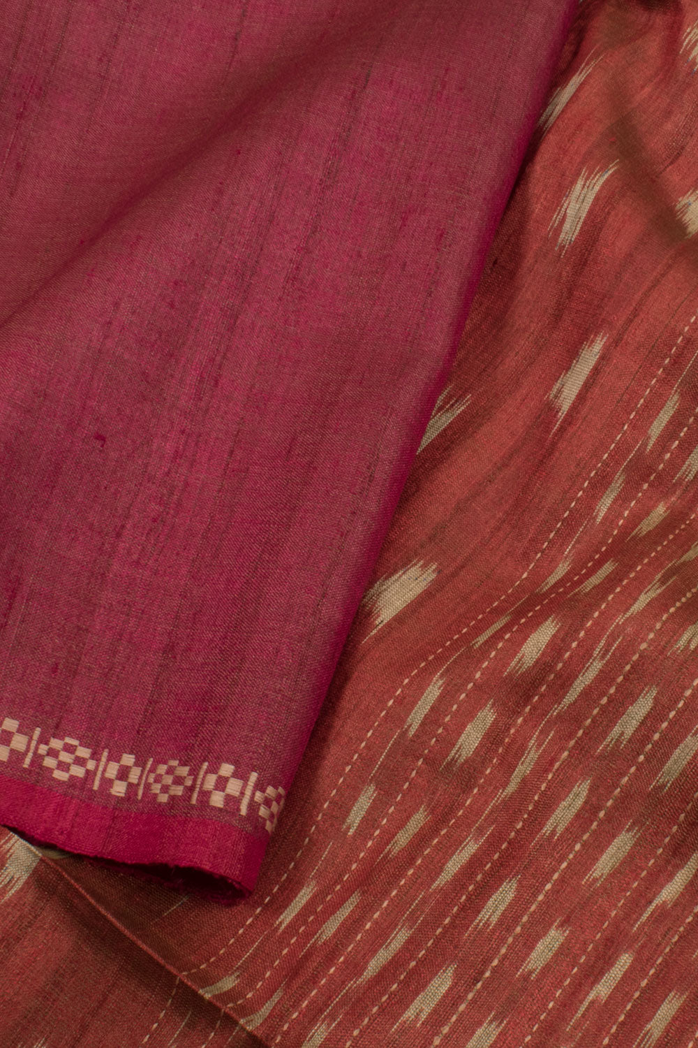 Pink Half and Half Pahad Ikat Tussar Silk Saree  10059418