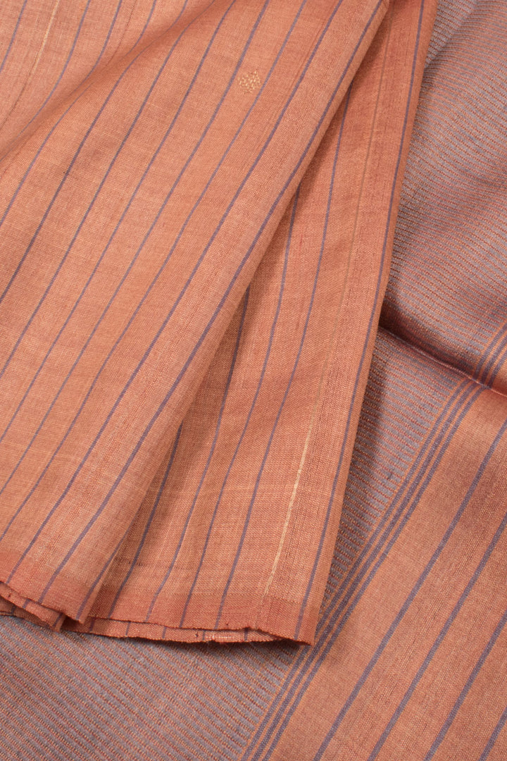 Rust Brown Striped Tussar Silk Saree 10059426