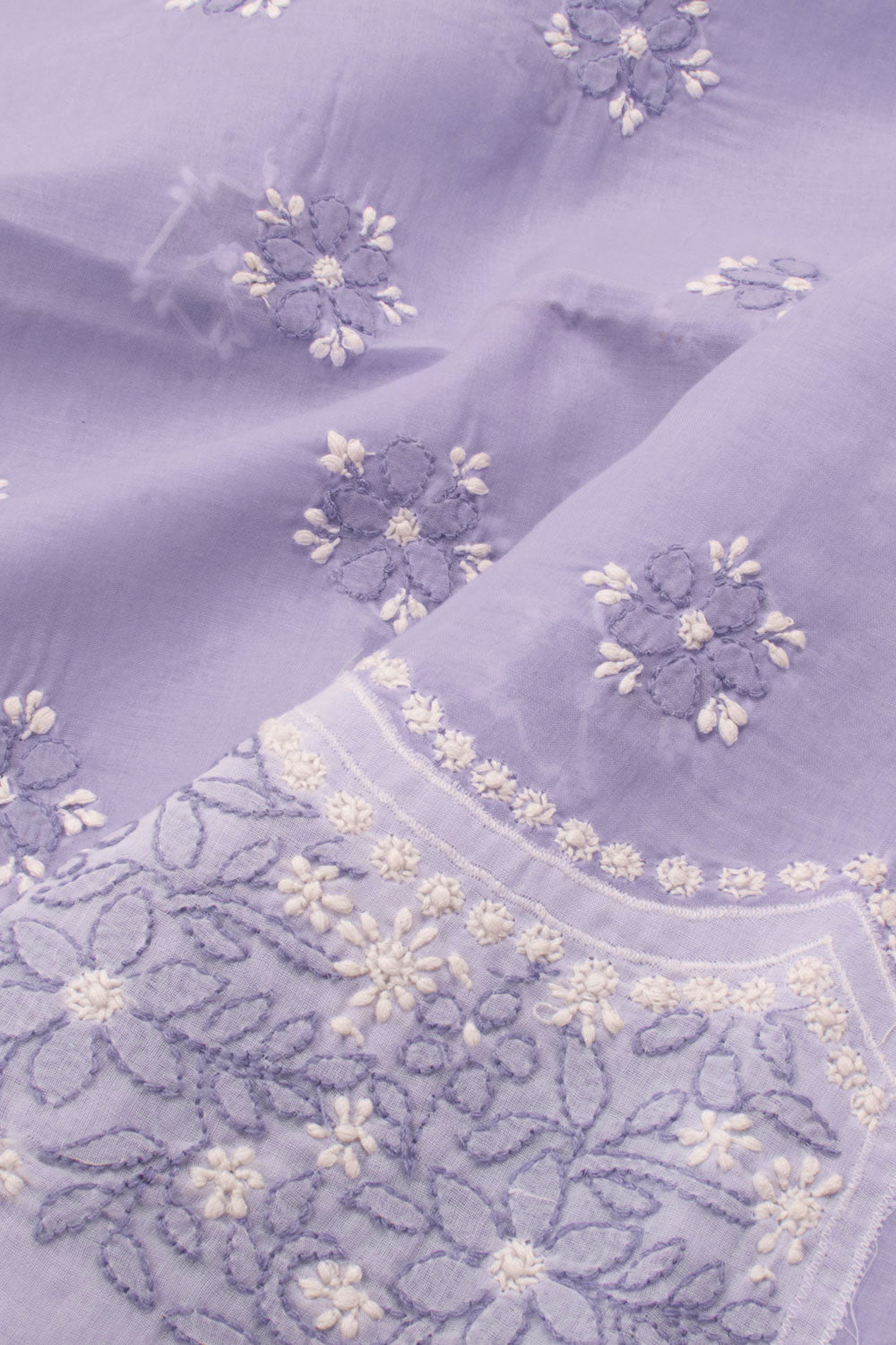 Chikankari Embroidered Cotton Anarkali Suit Material 10057957