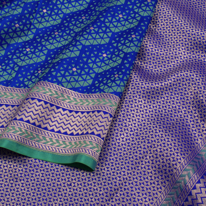 Handloom Banarasi Katrua Katan Silk Saree with Embossed Weave Geometric Design