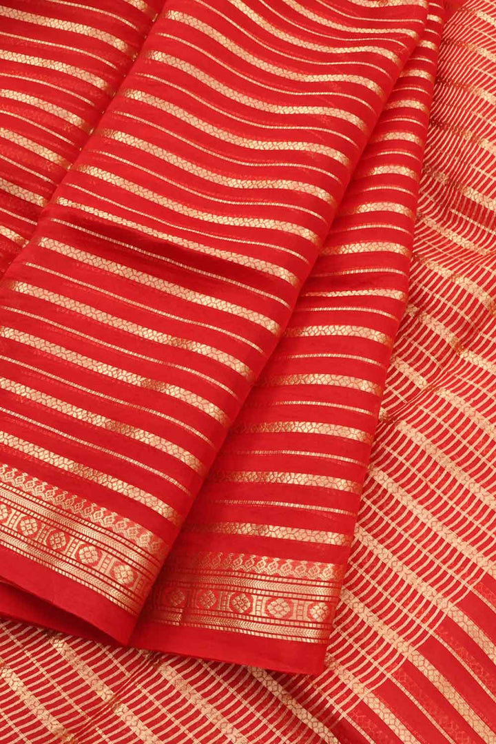 Rose Red Handloom Banarasi Kora Silk Saree 10059852