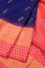 Navy Blue Handloom Kanjivaram Soft Silk Saree 10058477