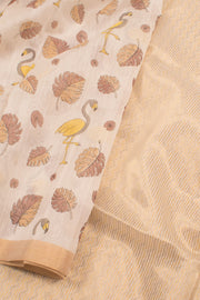 White Printed Chanderi Silk Cotton Saree 10059695