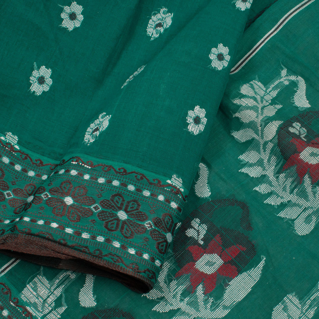 Handloom Bengal Cotton Saree with Floral Motifs 