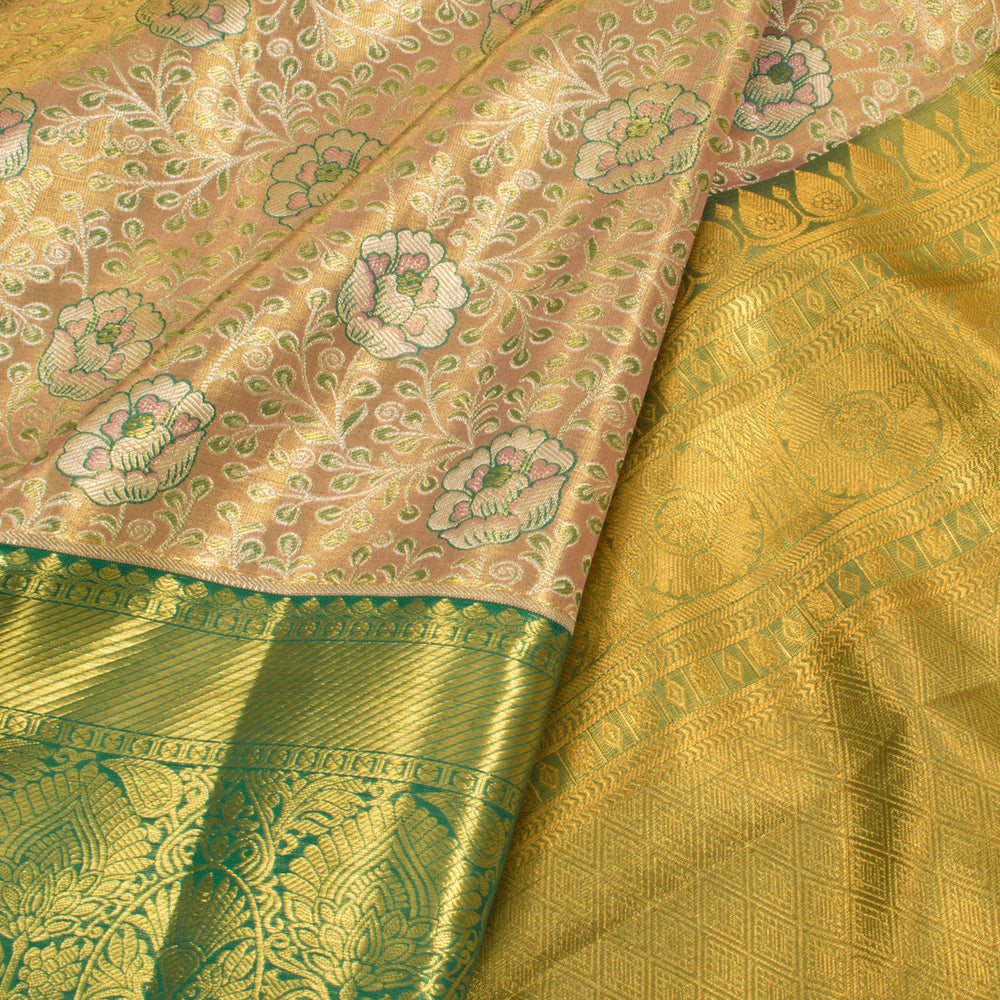 Handloom Pure Tissue Silk Bridal Jacquard Kanjivaram Saree with Kodimalar Design