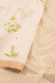 White Printed Chanderi Silk Cotton Saree 10059697