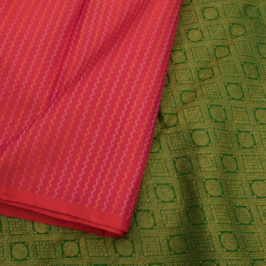 Handloom Pure Zari Borderless Kanjivaram Silk Saree with Neli Stripes Design and Rudhraksham Pallu