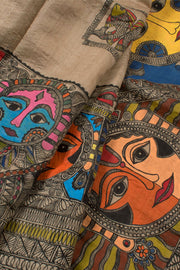 Hand Painted Madhubani Bhagalpur Tussar Silk Saree 10057650