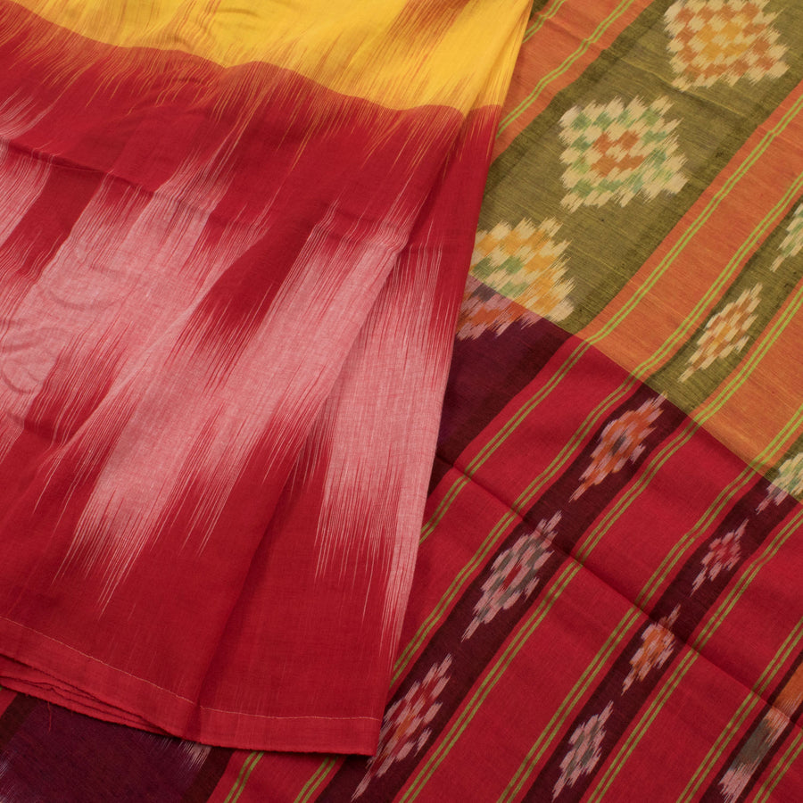 Handloom Ikat Cotton Saree with Triple Colour Design 
