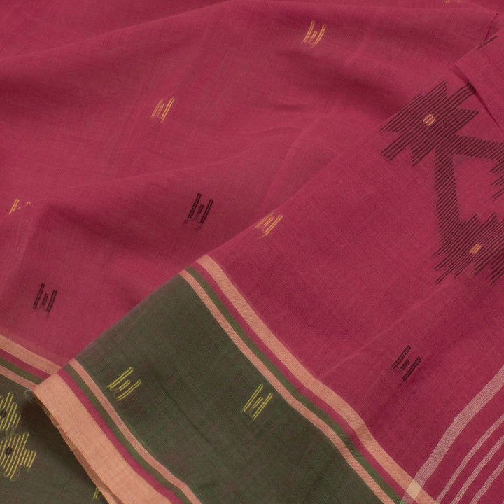 Handloom Bengal Jamdani Cotton Saree with Geometric Design