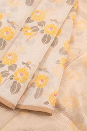 White Printed Chanderi Silk Cotton Saree 10059698