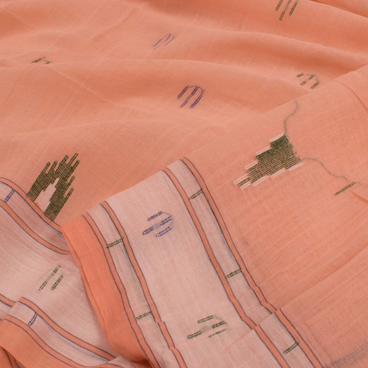 Handloom Bengal Jamdani Cotton Saree with Temple Design 