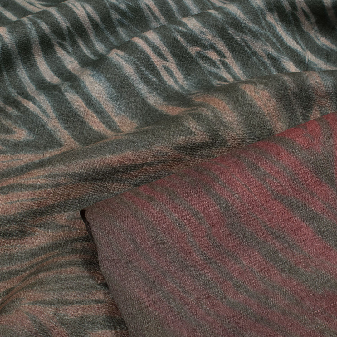Handcrafted Shibori Ombre Dyed Tussar Silk Saree with Zigzag Design