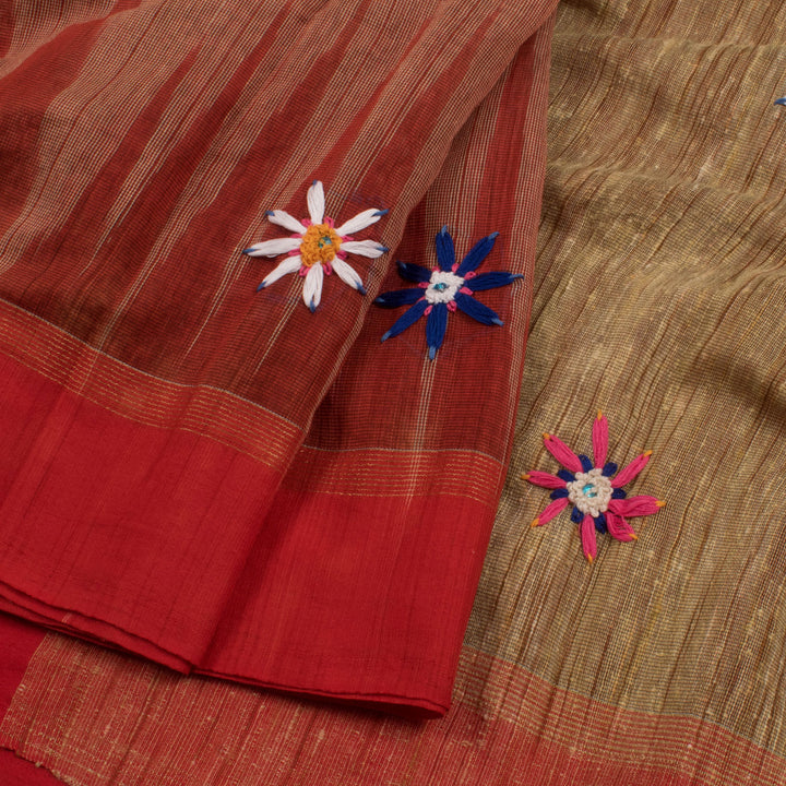 Hand Embroidered Cotton Saree 10056251