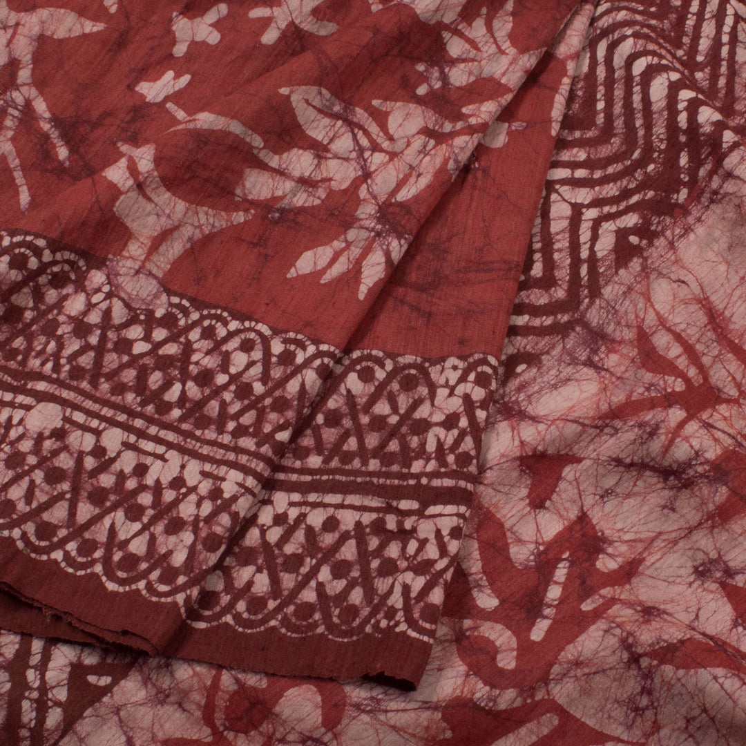 Batik Printed Silk Cotton Saree 10057401