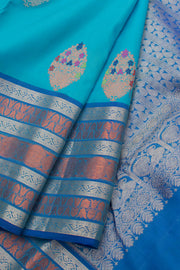 Ananda Blue Handloom Pure Zari Kanjivaram Silk Saree 10057681