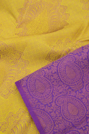 Amber Yellow Handloom Pure Zari Nakashi Kanjivaram Silk Saree 10057803