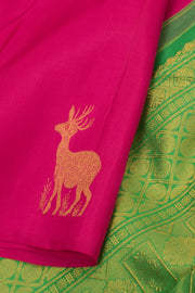 Magenta Pure Zari Borderless Kanjivaram Silk Saree 10059193