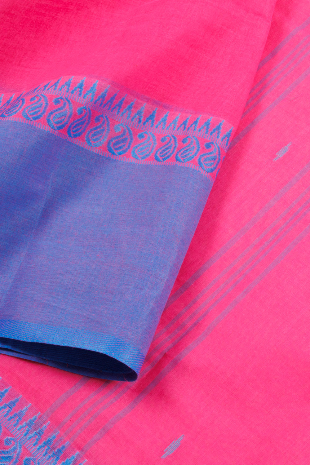 Deep Pink Bengal Tant Cotton Saree 10059785