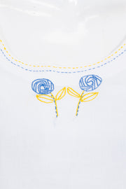 Blue & White Hand Block Printed Cotton A line Dress 10061651